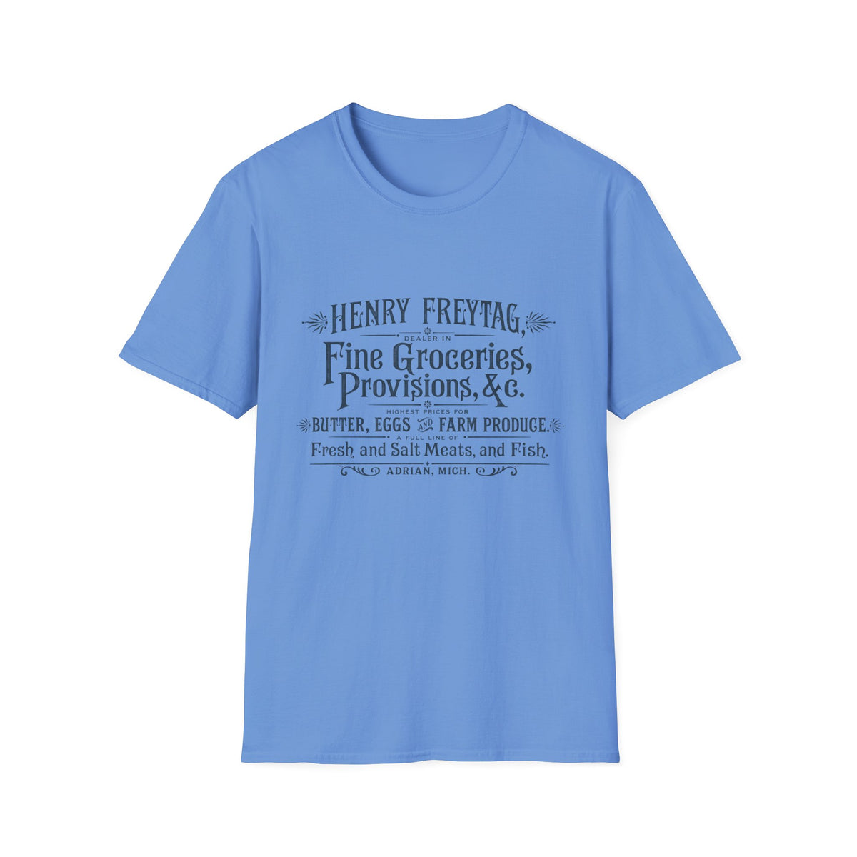 Vintage Grocery Sign T-Shirt — "Henry Freytag Fine Groceries, Provisions, &c." Retro Farmstore Tee