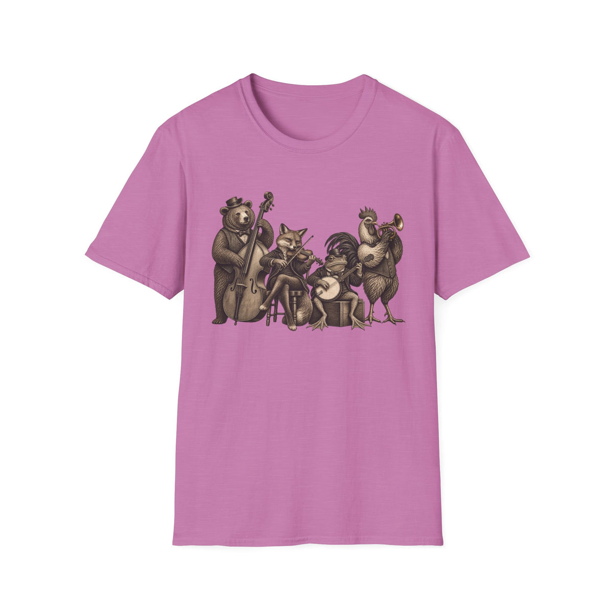 Animal Jazz Band T-Shirt — Vintage Woodland Musician Graphic Tee
