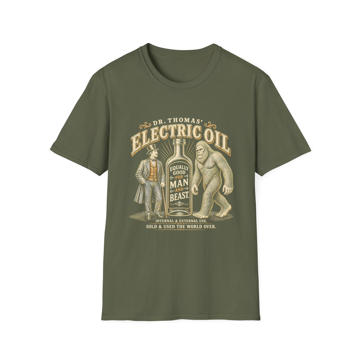 Dr. Thomas' Electric Oil — Man vs. Bigfoot T-Shirt