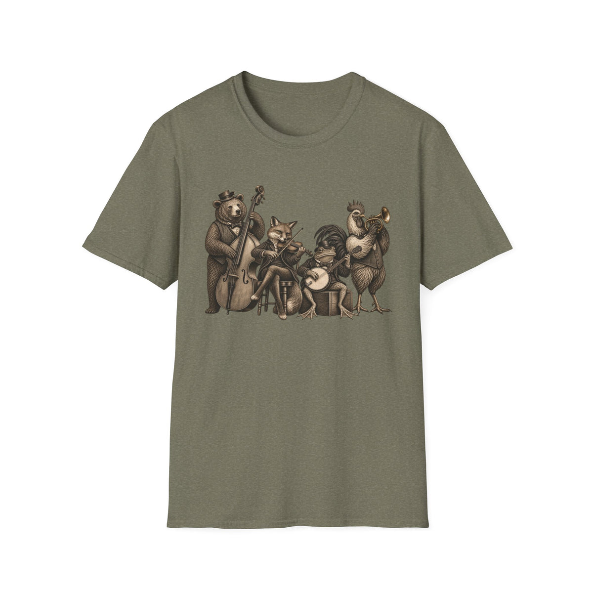 Animal Jazz Band T-Shirt — Vintage Woodland Musician Graphic Tee