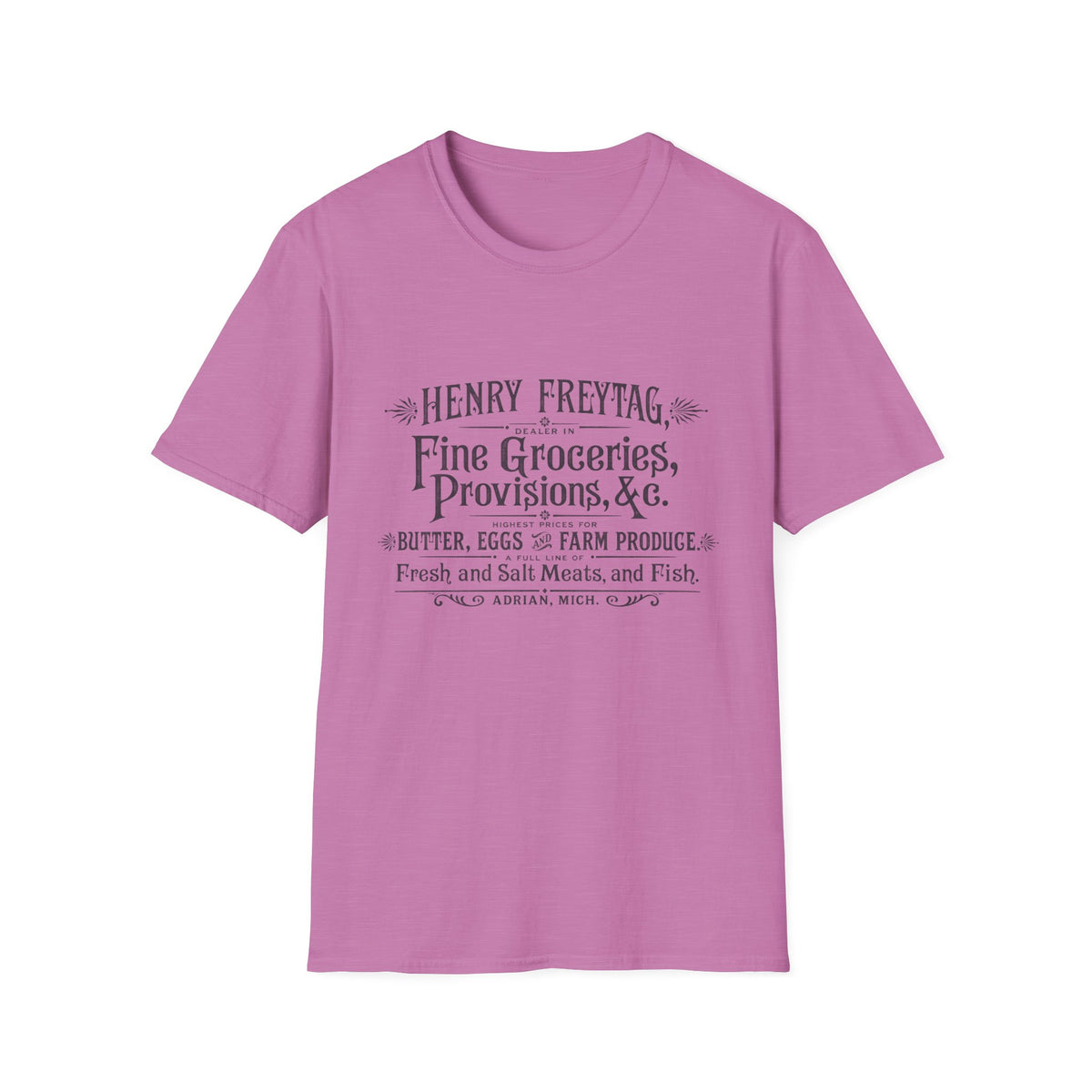 Vintage Grocery Sign T-Shirt — "Henry Freytag Fine Groceries, Provisions, &c." Retro Farmstore Tee